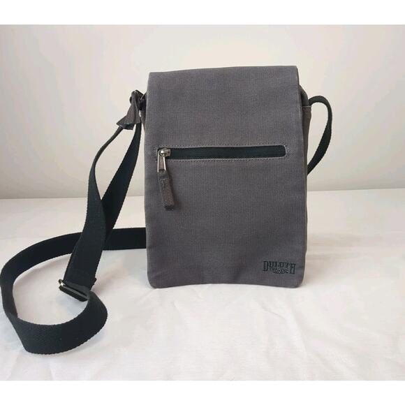 DULUTH TRADING CO. Grey Canvas Crossbody Sling Bag Purse Boho Outdoor - Picture 1 of 15